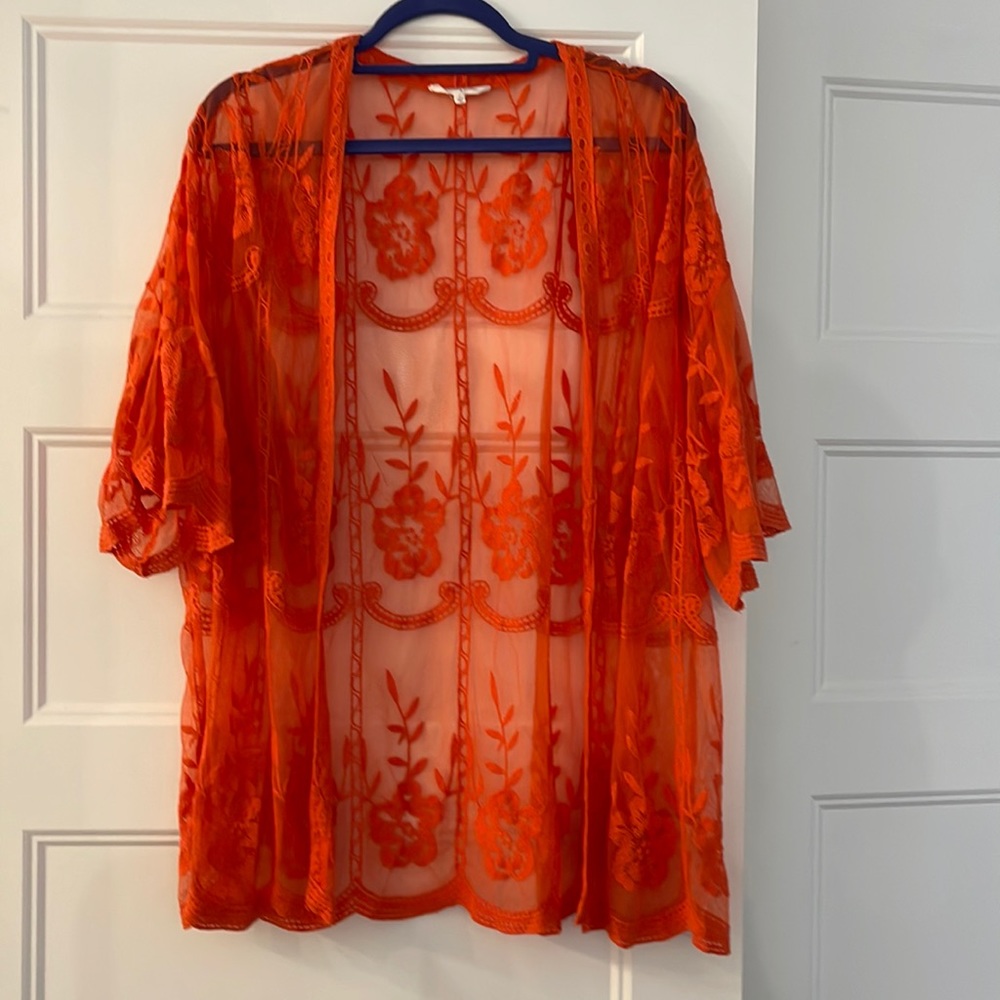 Orange kimono lace cardigan